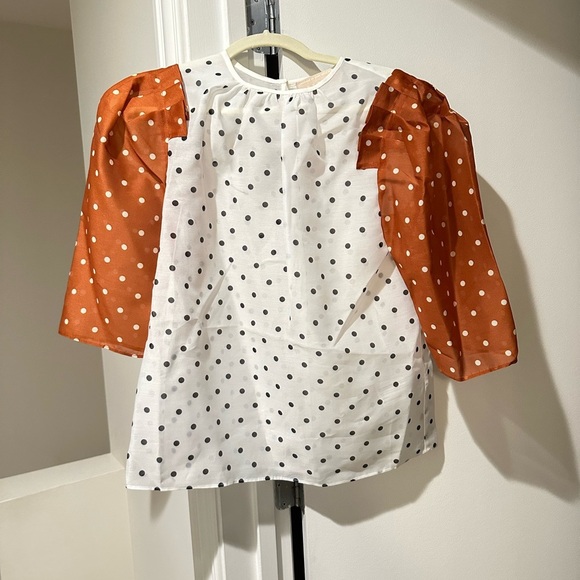 Orange and white polka dot top Keepsake Size 6 - Picture 2 of 7